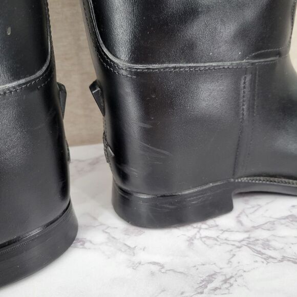 Dav Holloway Tall Black Lace Side Weatherproof Riding Boots Women's US 6 Euro 36 - Picture 9 of 16